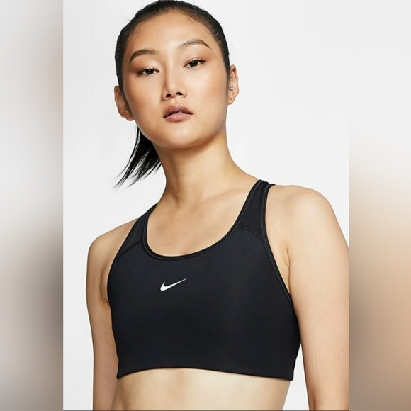 Nike NWTWomen's Dri-FIT Swoosh MED Support  Sports Bra(Black/White) - S - Picture 2 of 11
